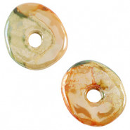 DQ Griechische Keramik Perle Donut - Light green-orange